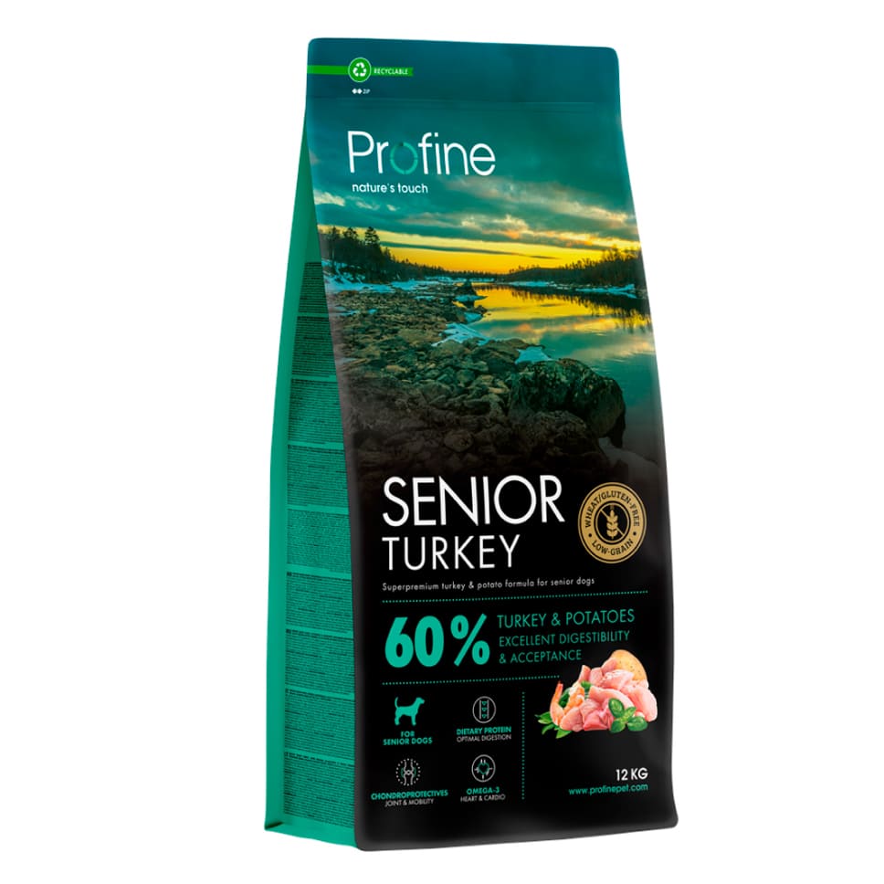 PROFINE DOG SENIOR TURKEY sausā barība suņiem Tītars 12kg